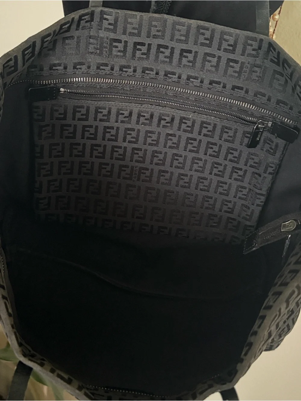 Fendi Black Jacquard Logo Tote